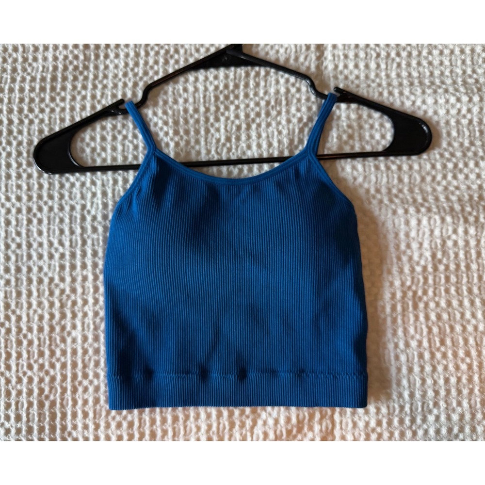 Zenana Ribbed Seamless Cami Crop Top Royal Blue S/M NT-6132A